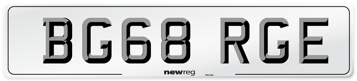 BG68 RGE Number Plate from New Reg
